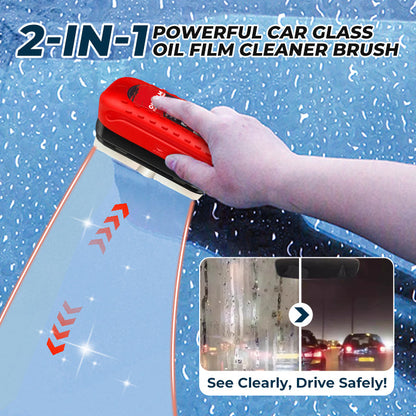 2-in-1 Powerful Car Glass Oil Film Cleaning Brush