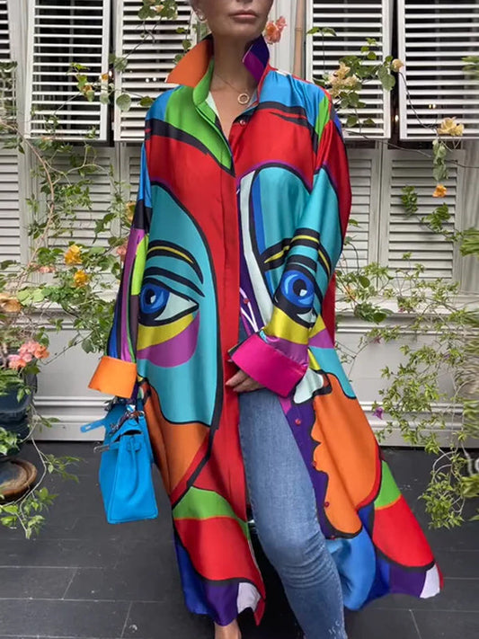 🔥2025 HOT SALE 49% OFF🔥 Personalized abstract MAXI SHIRT DRESS