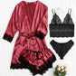 🔥LAST DAY SALE 49% OFF 🔥Valentine's Day 4 sets of lace satin sling pajamas set🌹
