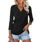 🌸Spring Specials💐Women's 3/4 Sleeve V Neck Solid Color Top