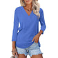 🌸Spring Specials💐Women's 3/4 Sleeve V Neck Solid Color Top