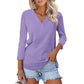 🌸Spring Specials💐Women's 3/4 Sleeve V Neck Solid Color Top