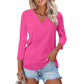 🌸Spring Specials💐Women's 3/4 Sleeve V Neck Solid Color Top