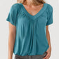 🔥Summer Hot Sale 50% OFF⏳Women's Casual Pleated V-Neck Short-Sleeve Top