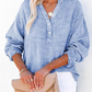 🏆🏆🔥Last Day Sale 50%🔥🌸🌸Women’s Casual Gauze Button Neck Long Sleeve Blouse