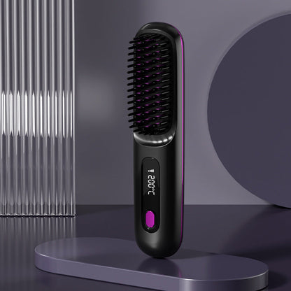 🏆2026 New Year Sale 50% OFF💁‍♀️Wireless Ceramic Heating Hair Straightening Hairbrush