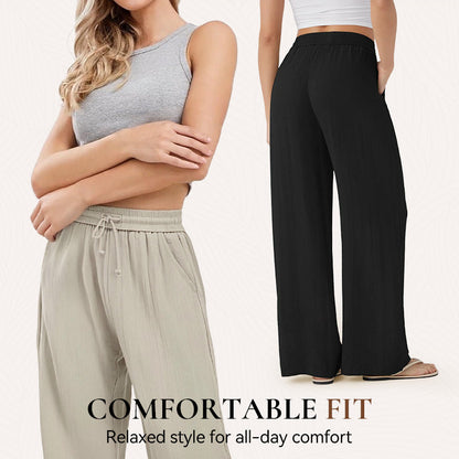 🔥LAST DAY SALE 70% OFF👍✨ Lightweight Linen Pants Solid Color Drawstring Casual Pants -🥰Breathable & Skin-Friendly