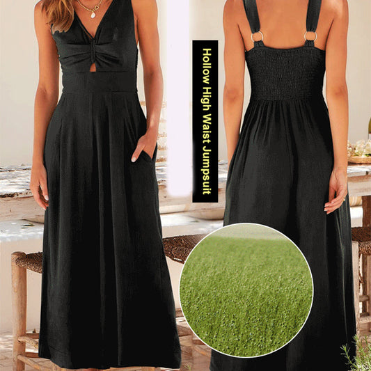 Cutout V-Neck Women's Wide-Leg Jumpsuit