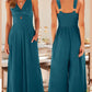 Cutout V-Neck Women's Wide-Leg Jumpsuit