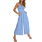 Cutout V-Neck Women's Wide-Leg Jumpsuit