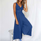 Cutout V-Neck Women's Wide-Leg Jumpsuit