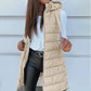 ❄️ Women Long Puffer Vest 👗 | Solid Color | Sleeveless | Hooded | Winter Wear 💕