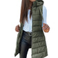 ❄️ Women Long Puffer Vest 👗 | Solid Color | Sleeveless | Hooded | Winter Wear 💕