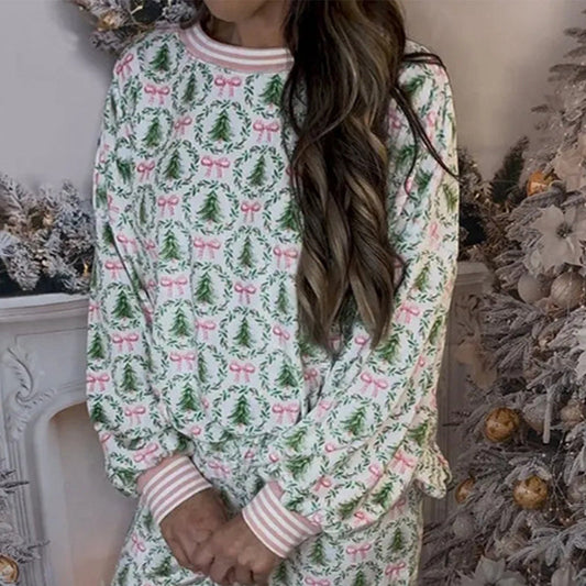 🎅Christmas Sale 70% OFF!!🎄🎁50K+ SOLD! Almost Gone✨Christmas Trees and Bows Pajama Set