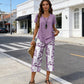 🥳50% OFF!🔥Casual Round Neck Layered Tunic Top and Wide Leg Pants Set