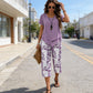 🥳50% OFF!🔥Casual Round Neck Layered Tunic Top and Wide Leg Pants Set