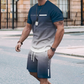 🏖️Summer Cool Deal: ONLY ￡15.99!!😎Men's Gradient Color T-Shirt & Shorts Set