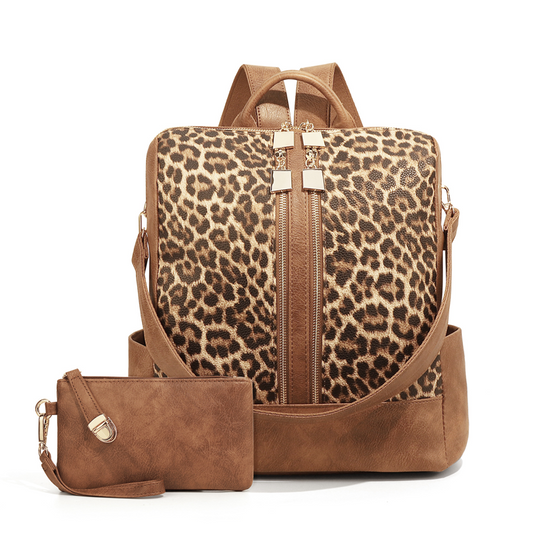 ⏳LAST DAY SALE 70% OFF🔥Fashion Leopard Print Backpack and Shoulder Bag Set🐆🌟Free UK Delivery