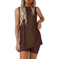 🟣Summer Hot Sale 49% OFF🧊Sleeveless Crewneck Women's 2 Piece Sets Summer Matching Lounge Shorts Set Resort Airport Travel Outfit Split Hem Casual Clothes