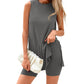 🟣Summer Hot Sale 49% OFF🧊Sleeveless Crewneck Women's 2 Piece Sets Summer Matching Lounge Shorts Set Resort Airport Travel Outfit Split Hem Casual Clothes