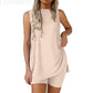 🟣Summer Hot Sale 49% OFF🧊Sleeveless Crewneck Women's 2 Piece Sets Summer Matching Lounge Shorts Set Resort Airport Travel Outfit Split Hem Casual Clothes