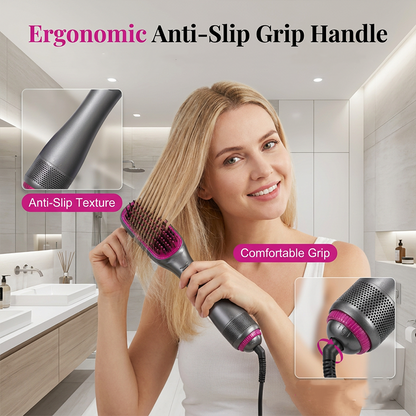 💥Professional 3-in-1 Hot Air Brush – Dry, detangle & volumize