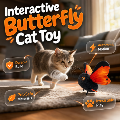 🥳💞50K+ SOLD!⚡🦋🐱Smart Sensing Flapping Butterfly Toy🐈Motion-activated, realistic flight, interactive fun – keeps your cat engaged for hours.🔥✨