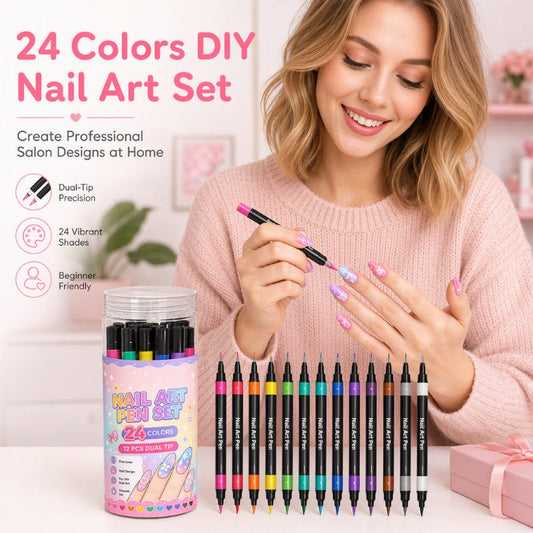 💕LAST DAY-50% OFF✨️24 Colors Dual Ended Nail Art Pens Set